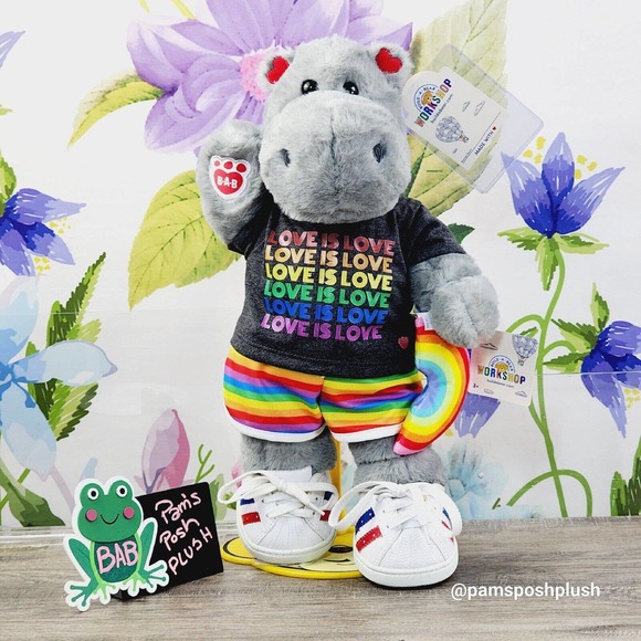 NWT Build A Bear Pride HIPPO & Rainbow Shirt Shorts, Wristie LGBTQ Clothes Heart - Picture 14 of 16